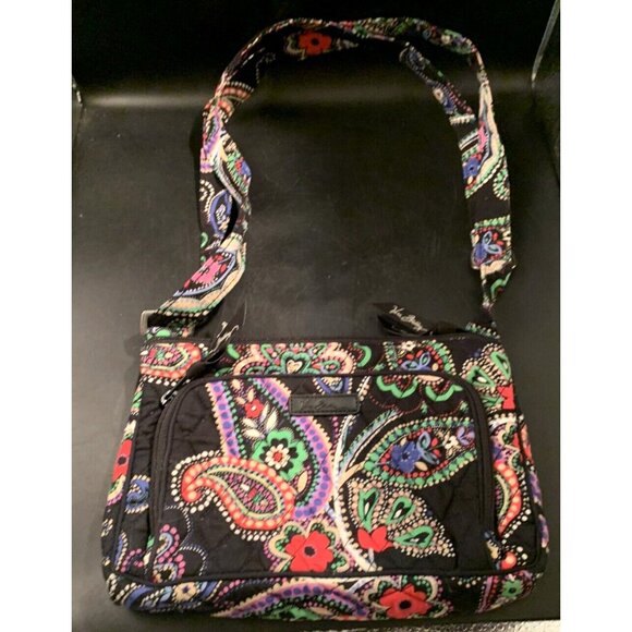 Vera Bradley Bandana Swirl Black Paisley Adjustable Crossbody Purse Handbag - Picture 3 of 8